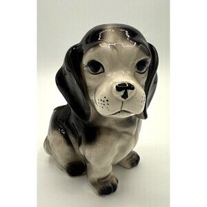 Vintage Inarco Cocker Spaniel Planter Vase Japan Black White ATQ Figurine 6.5”